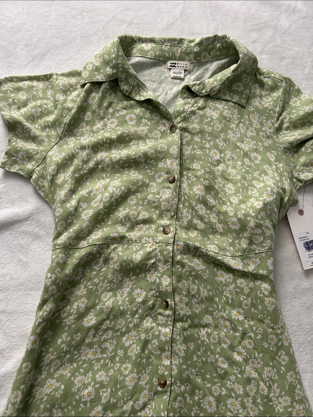 Billabong Sage Green Floral Button-Front Midi Dress - Picture 5 of 9
